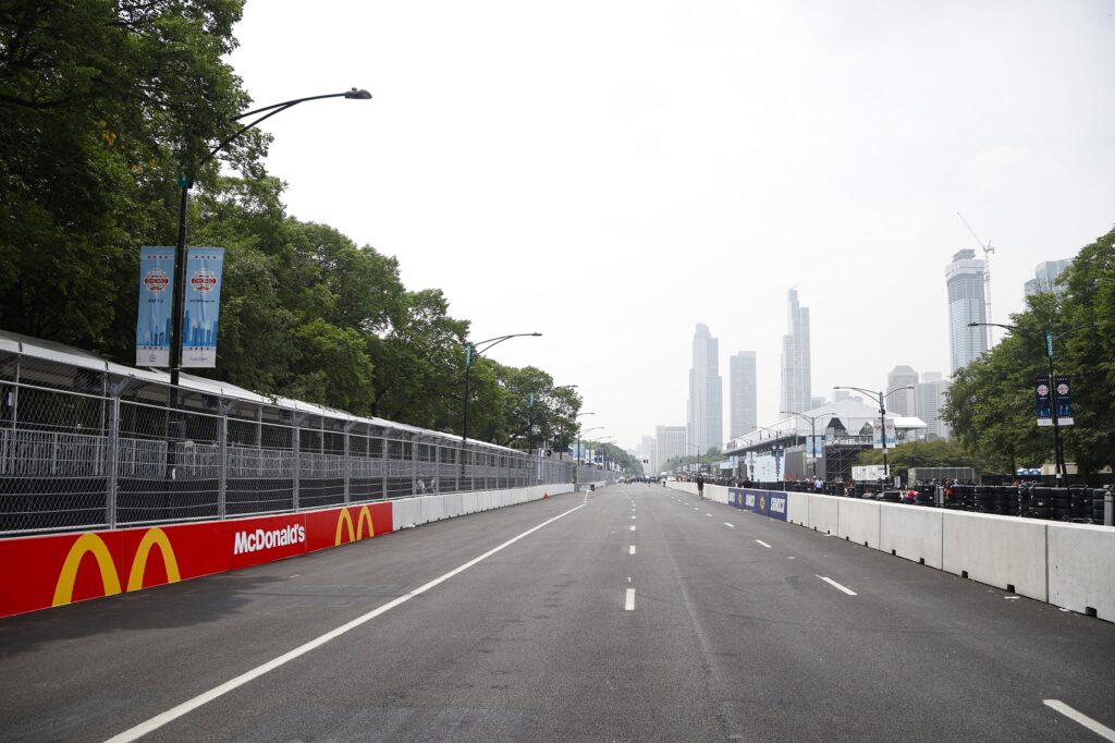 CHICAGO, ILLINOIS - JUNE 30: A general view of the setup for the Chicago Street Race on June 30, 2023 in Chicago, Illinois, NASCAR